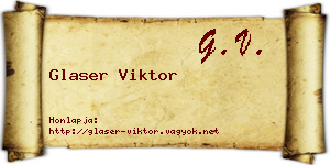 Glaser Viktor névjegykártya